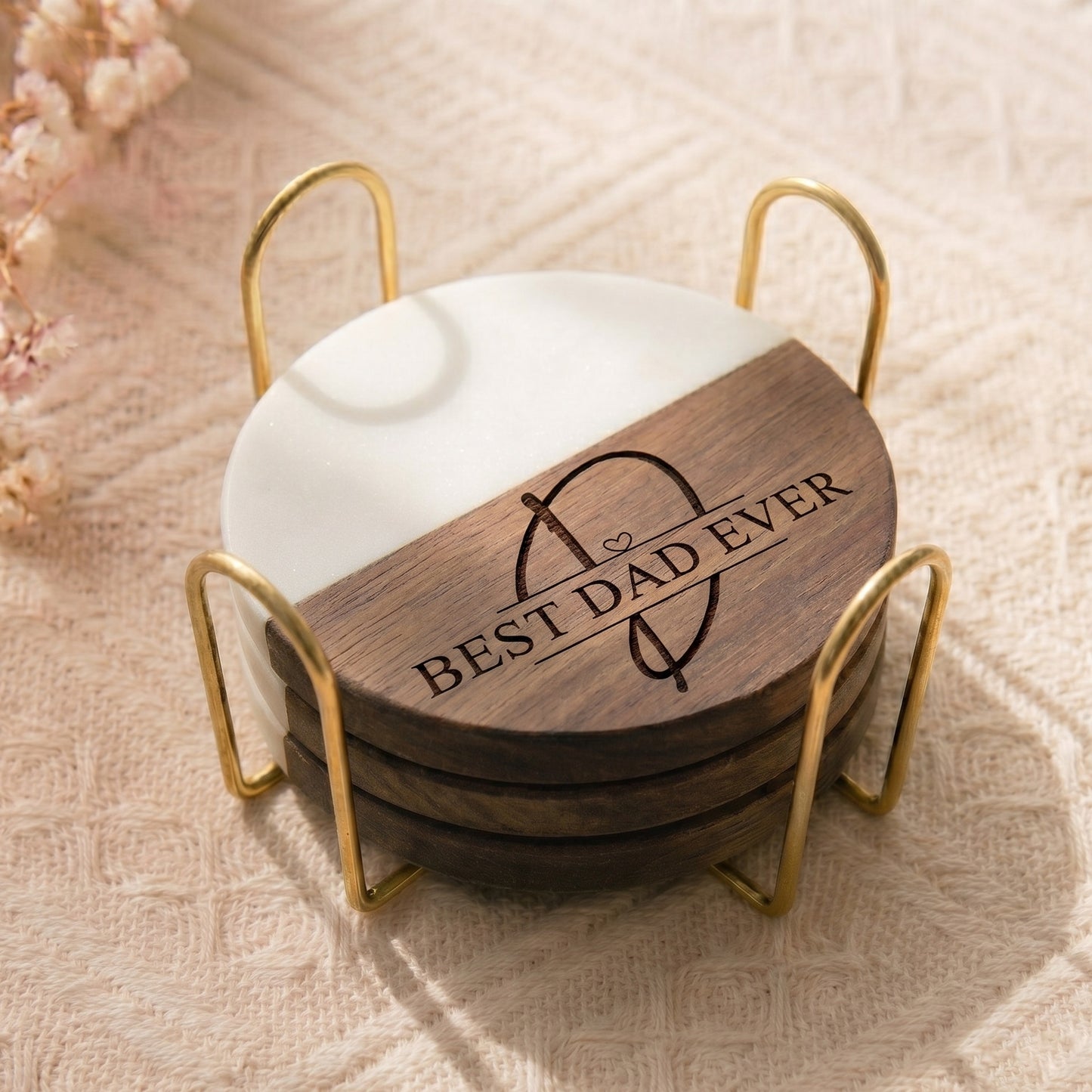 Premium Wood & Marble Coaster