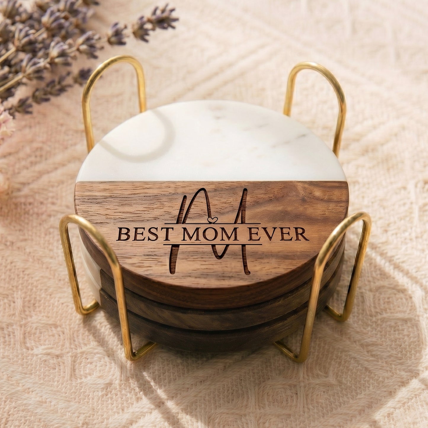 Premium Wood & Marble Coaster