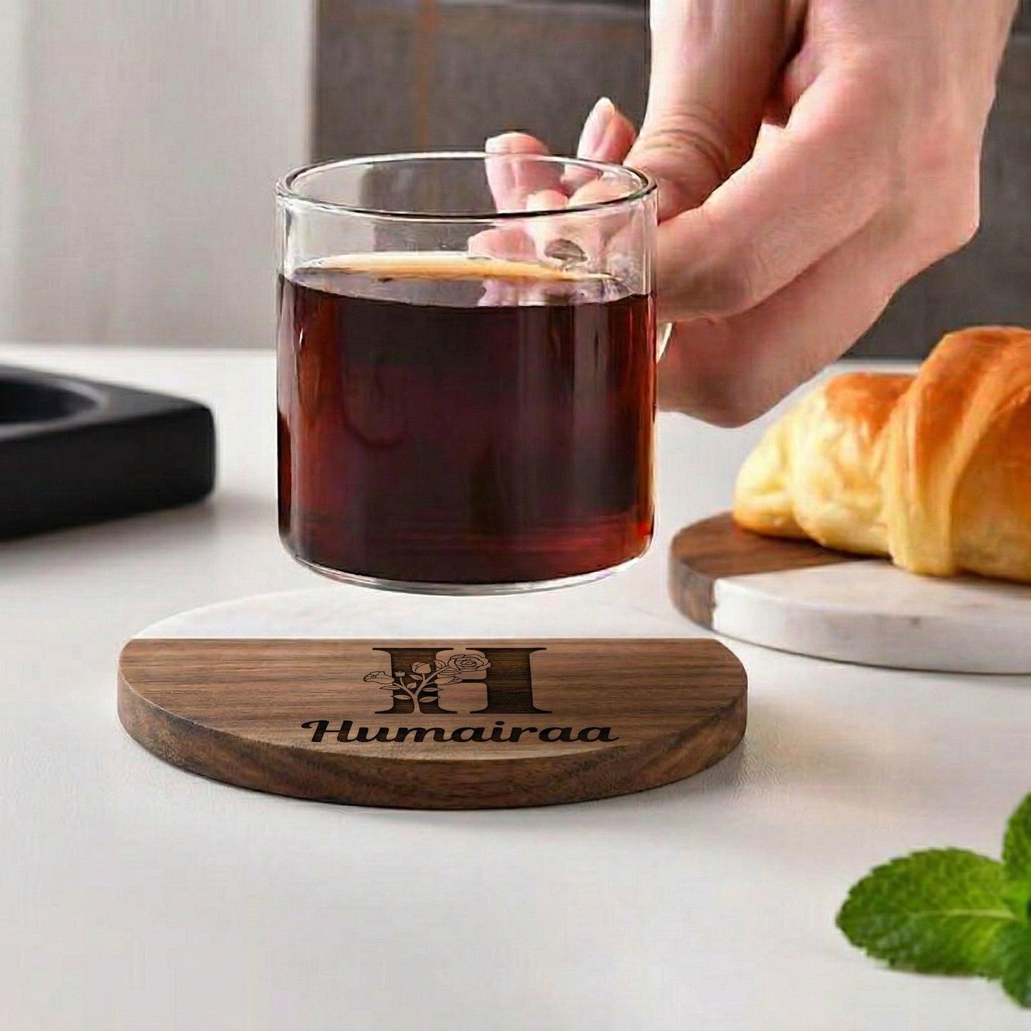 Premium Wood & Marble Coaster