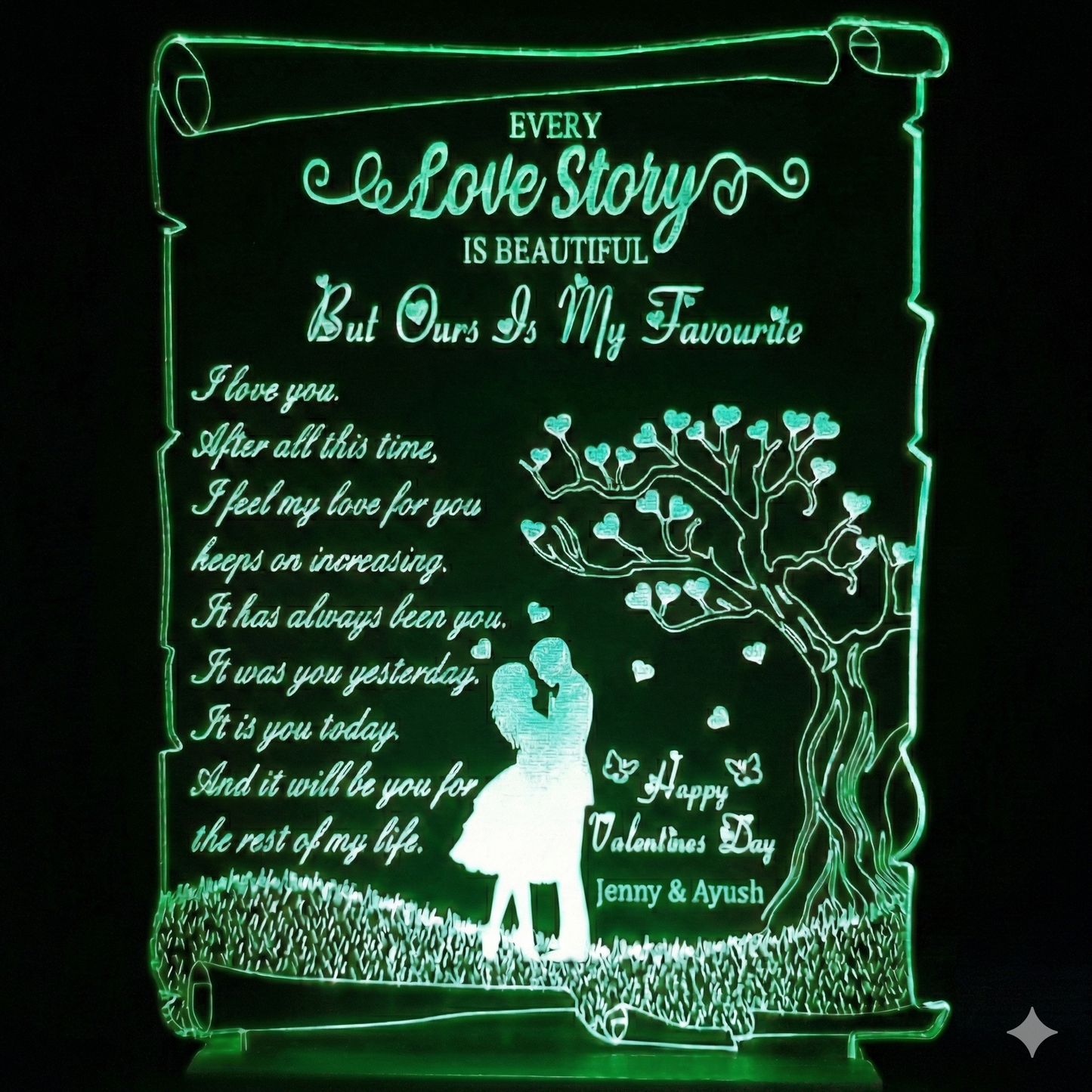 Love Tree Scroll - Personalised Lamp