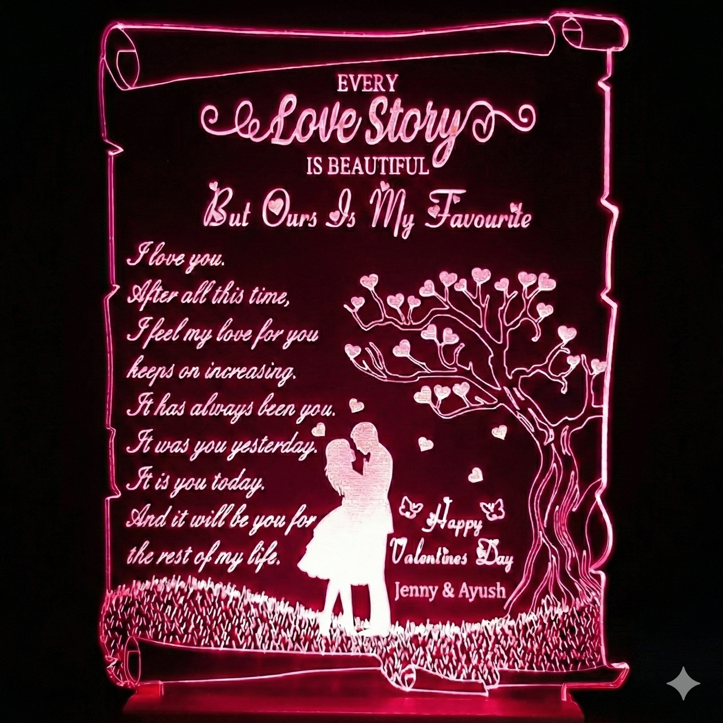 Love Tree Scroll - Personalised Lamp