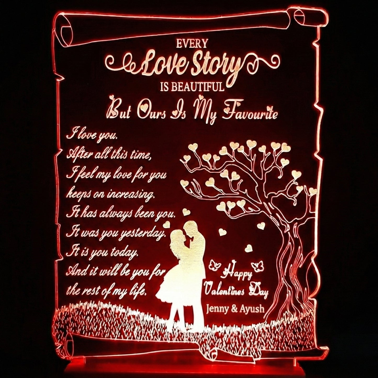 Love Tree Scroll - Personalised Lamp