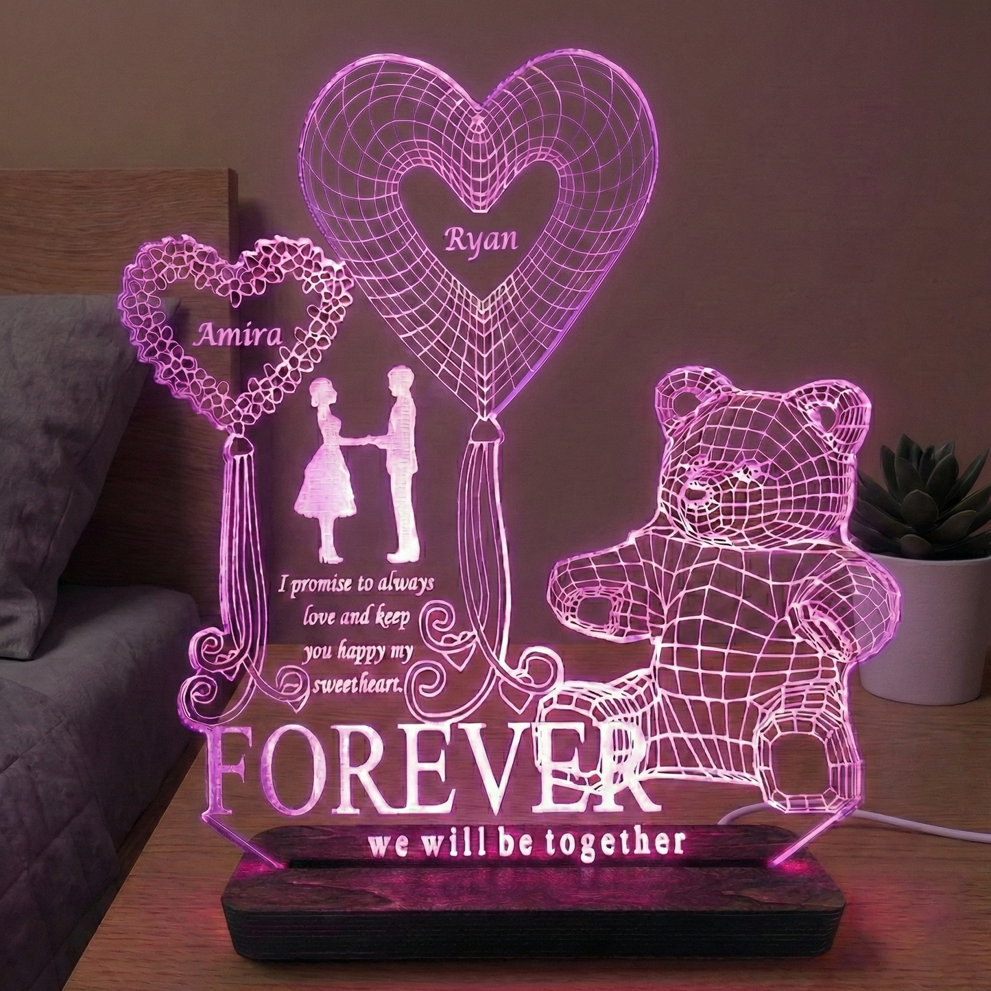 Cute Teddy - Personalised Lamp