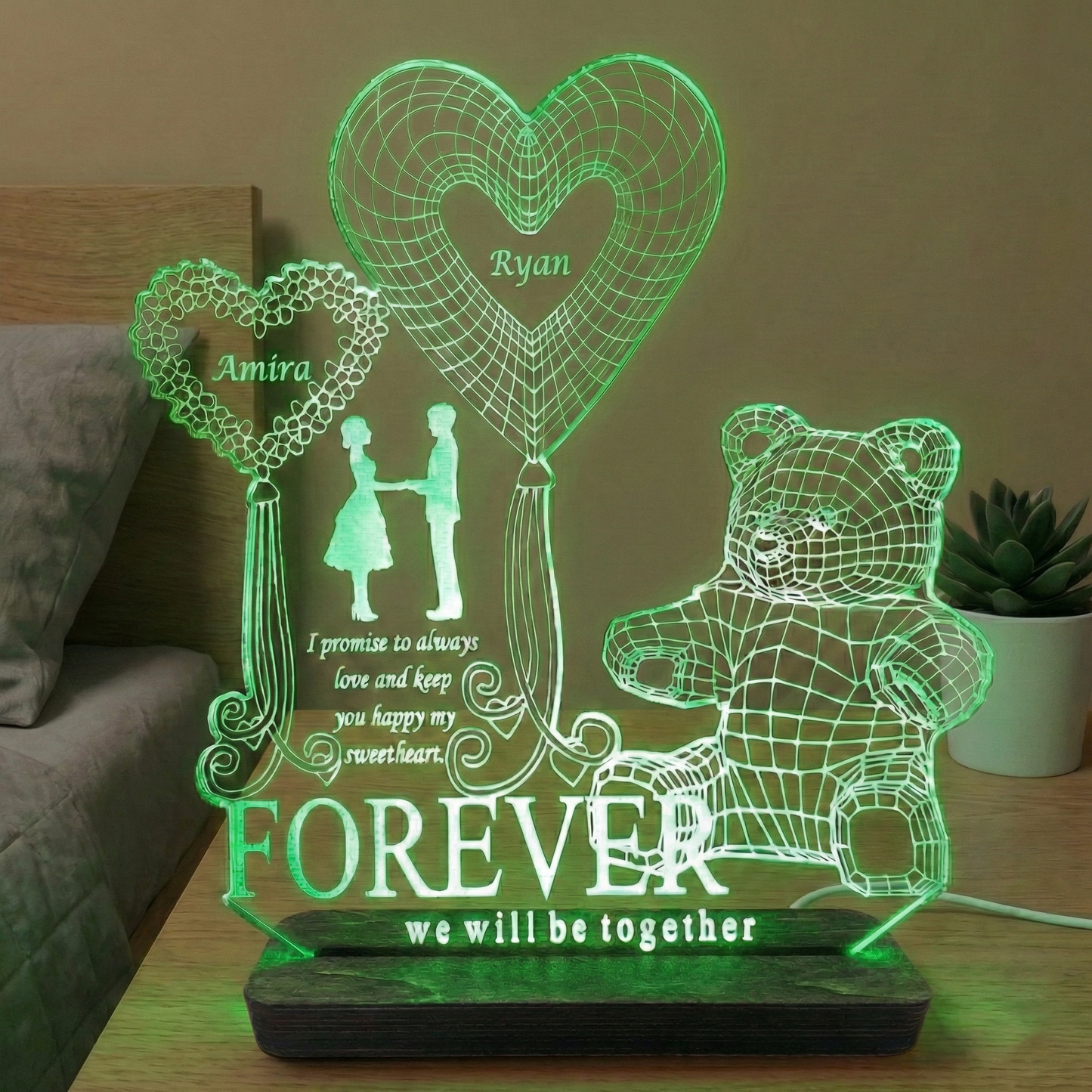 Cute Teddy - Personalised Lamp