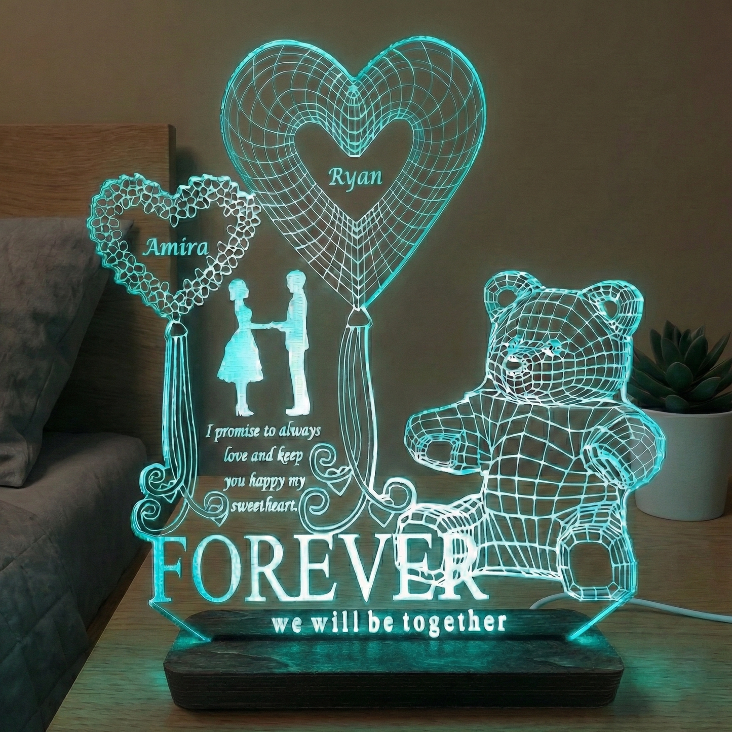 Cute Teddy - Personalised Lamp