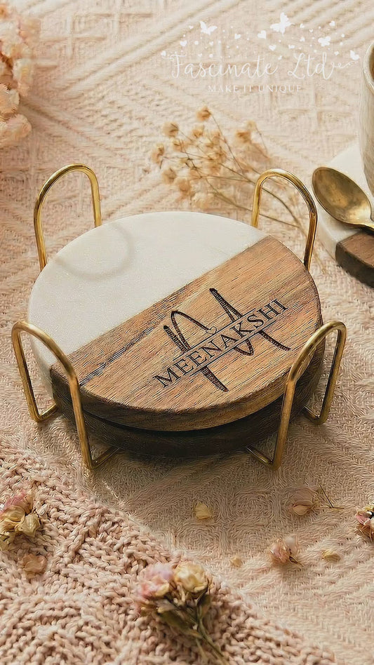 Premium Wood & Marble Coaster